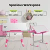 Kids Table and Chair Set , Height Adjustable Children's Study Station,Student School Table with Light,Pencil Case, and Bookstand 6