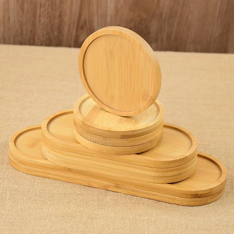 Wooden Serving Tray Dessert Pallet Coffee Cup Mat Flower Pot Tray Cup Pad Fruit Food Tray Garden Supply Kitchen Home Decoration 4