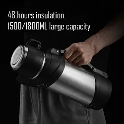 1.5/1.8L SPORTS KETTLE With Handle, Rope, Vacuum, Double Layer Pure Titanium, Large Capacity High-grade Insulated WATER BOTTLE