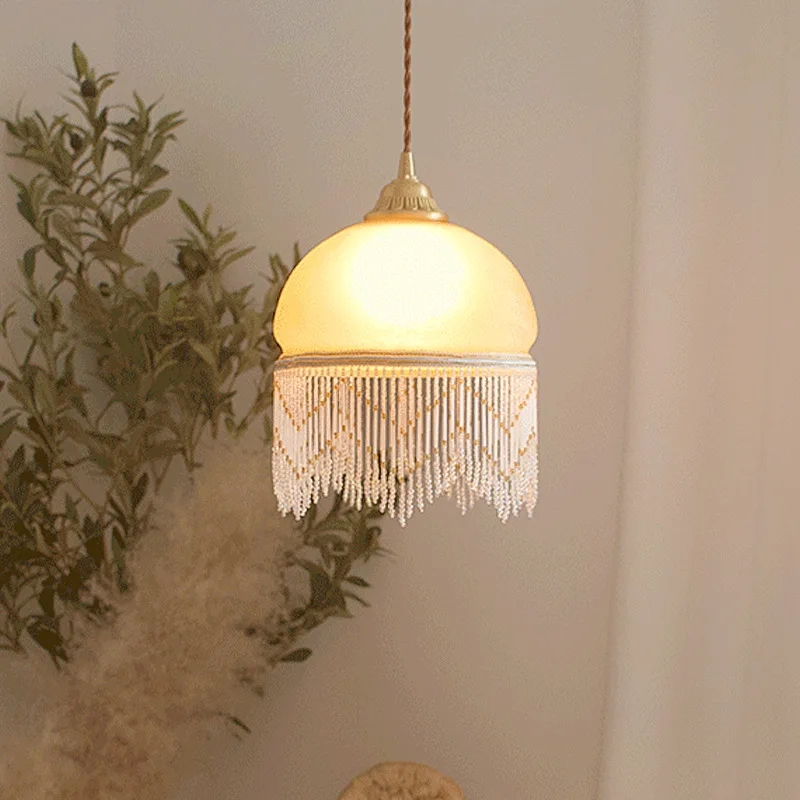 

Vintage French Chandelier Palace Wind Glass Fringe Bay Window Balcony Porch Bedroom Bedside Lamp Nanyang Medieval Chandelier