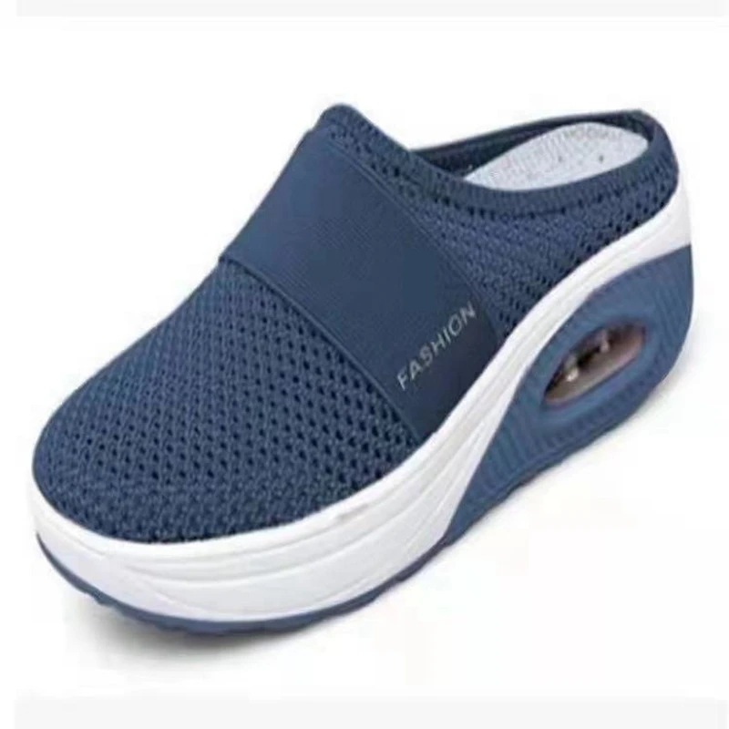 Women's Air Cushion Walking Shoes 2025 Summer Mesh Lightweight Wedge Platform Slippers Female Sneakers Mules Zapatos De Mujer 2