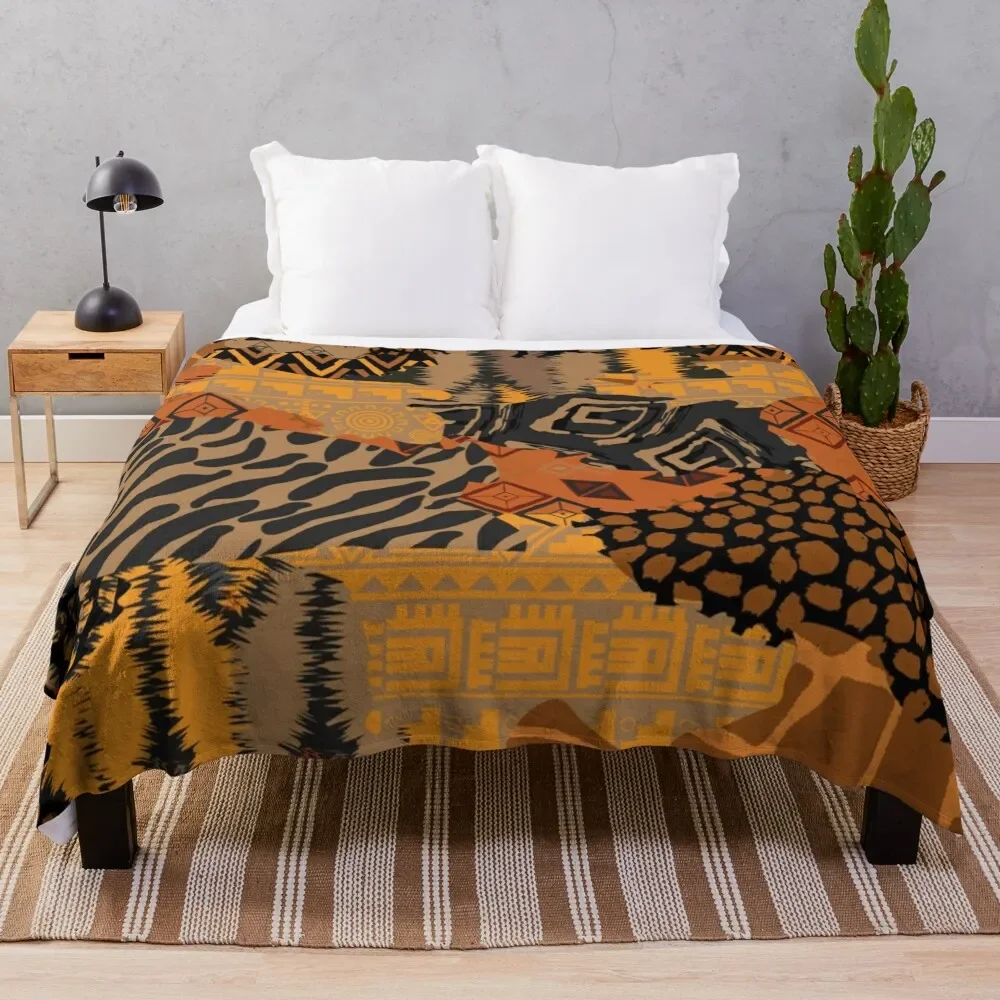 

African animal skin print Throw Blanket Nap Camping Decoratives Blankets
