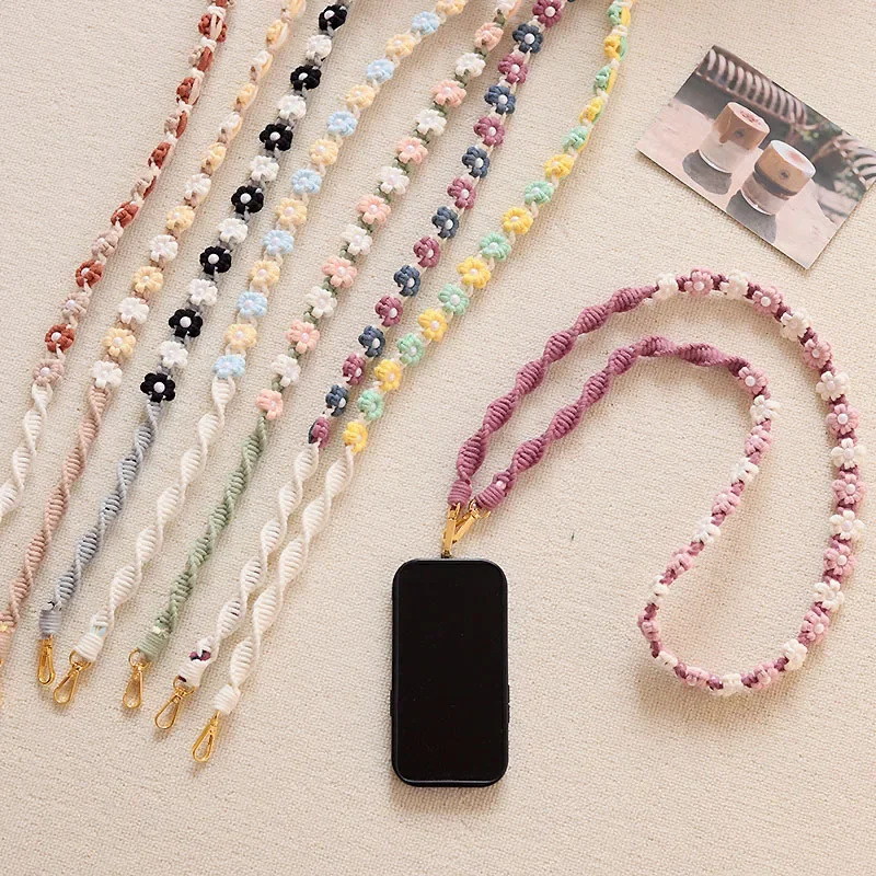 Daisy Braided Bag Strap Macrame Phone Case Purse Luggage Crossbody  Camera  Boho Accessories Lanyard Gift Badge Holder 120cm metal chain for bag strap purse for crossbody handbag handles parts