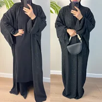 Open Abaya for Muslim Winter Clothes Women Coat Thick Glitter Abayas Dubai Autumn Turkey Long Warm Dress Islamic Outfit Kaftan