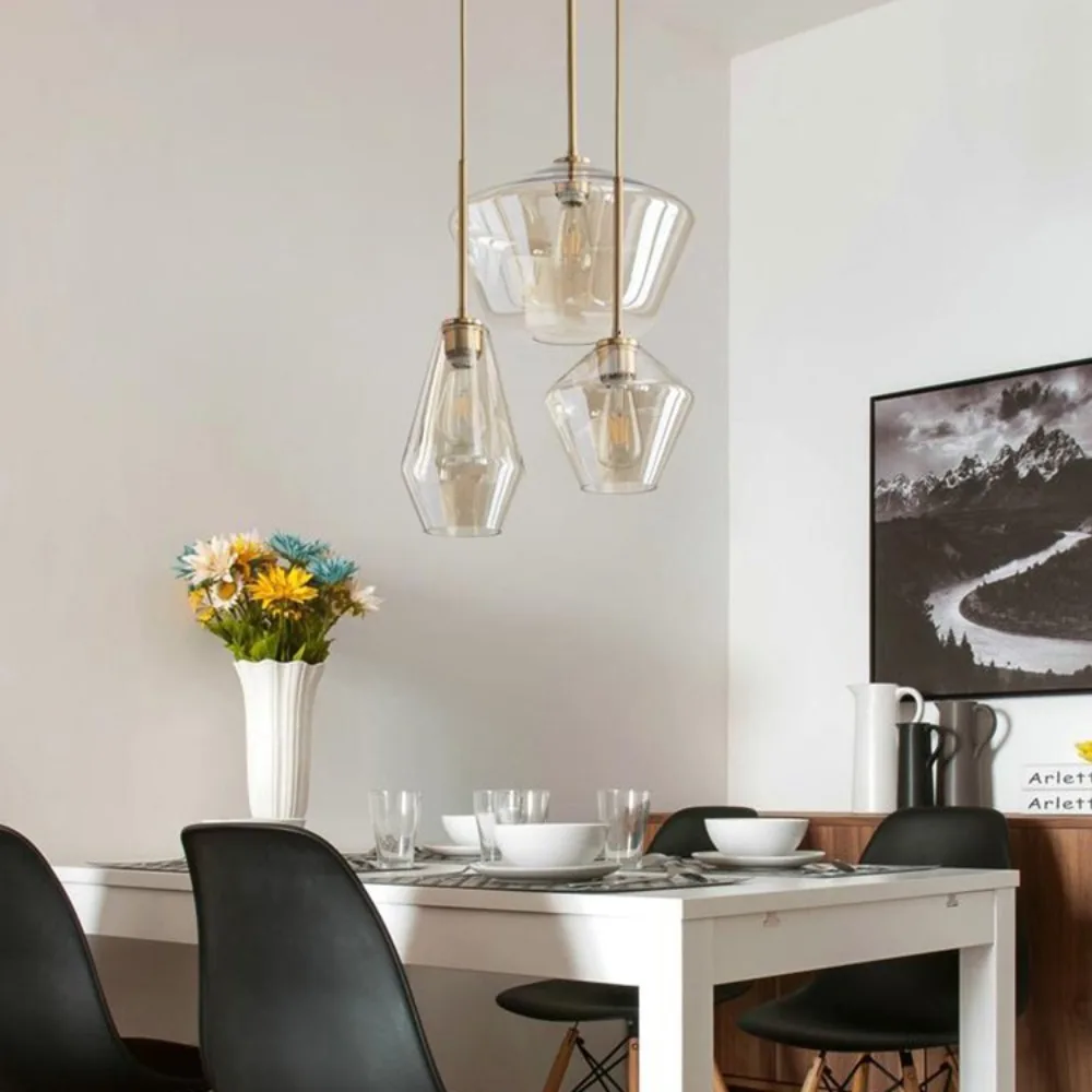 

Стеклянная люстра в стиле индастриал, освещение для дома, столовой, приспособление для кухни, лофт, Подвесная лампа, декор для ресторана, бара, подвесные светильники