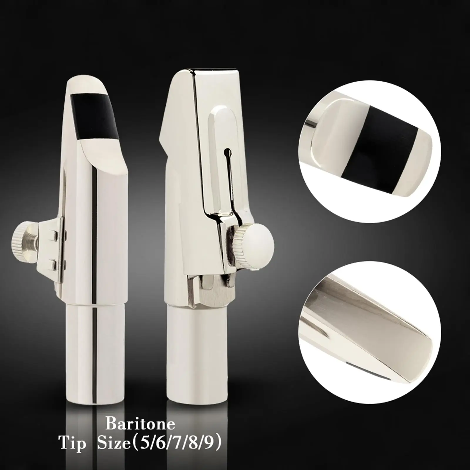 Silver Plated Metal Baritone Saxophone Mouthpiece Standard Beginner