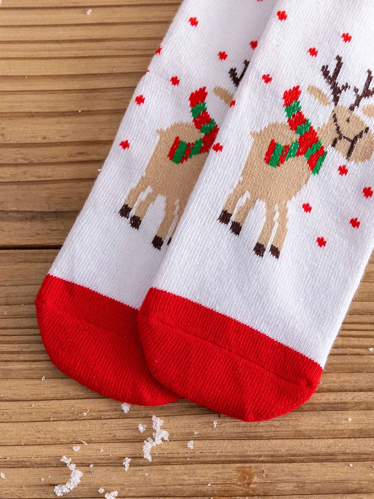 LJMOFA 1 Pair Cotton Winter Baby Girls Boys Kids Sock New Year Children Snowflake Elk Santa Claus Christmas Warm Socks C193