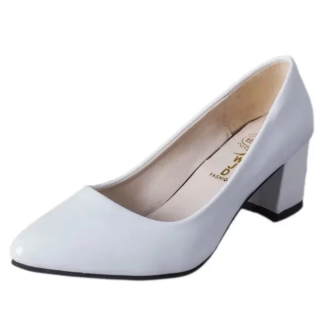 2021 New Women Pumps Black High heels 6cm Lady Patent leather Thick with Autumn Pointed Single Shoes Female Sandals Big 33-41 4