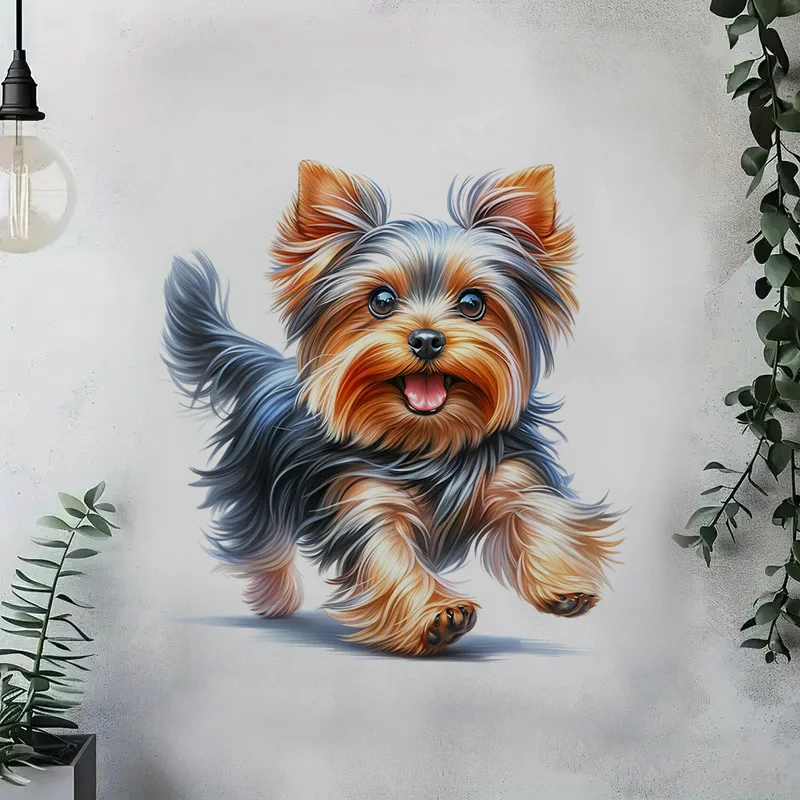 T2051#Yorkie Toilet Stickers Decoration for Living Room Wall Bedroom and Home Decor Car Decals Self-Adhesive