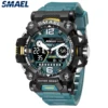 SMAEL Men Watches  50m Waterproof Sports Watch Military Man Sports Watch Digital 8072 Dual Display Watch  Quartz  Led Digital 1