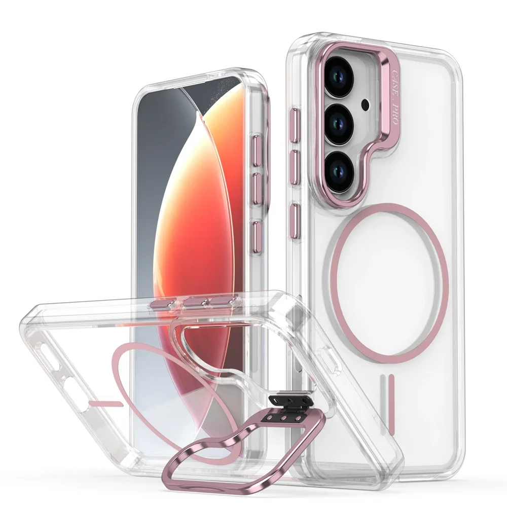 Luxury Clear Magnetic Lens Stand Holder Phone Case Cover