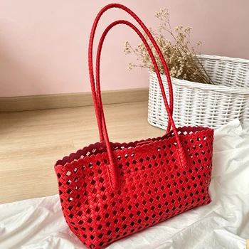 Nuova Borsa a Cesto Bohemien da Vacanza, Borsa a Spalla Multicolore Vuota alla Moda, Borsa a Mano Versatile da Donna di Grande Capacità, Borsa a Spalla Sottobraccio