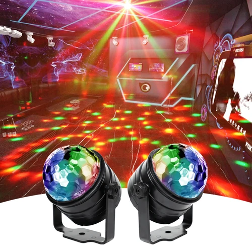 HCWE USB 미니 매직 볼 사운드 컨트롤 LED 조명 운반 브래킷, 디스코 자동차 UV 분위기 조명 장식, 가족 파티 조명 2