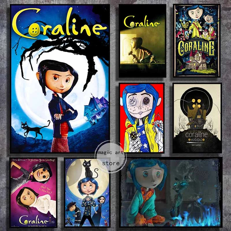 Classic Cartoon Anime Movie Coraline Horror Witch Cat Girl Art Poster  Canvas Painting Wall Print Picture For Bar Room Home Decor - Painting &  Calligraphy - AliExpress