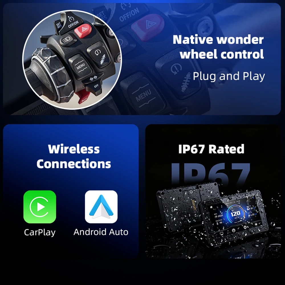 EKIY 5.0 "Wireless CarPlay Moto Android Auto Per BMW R1200GS R1250GS F800 F900 S1000XR GPS Moto di Navigazione Per WonderWheel - immagine 4