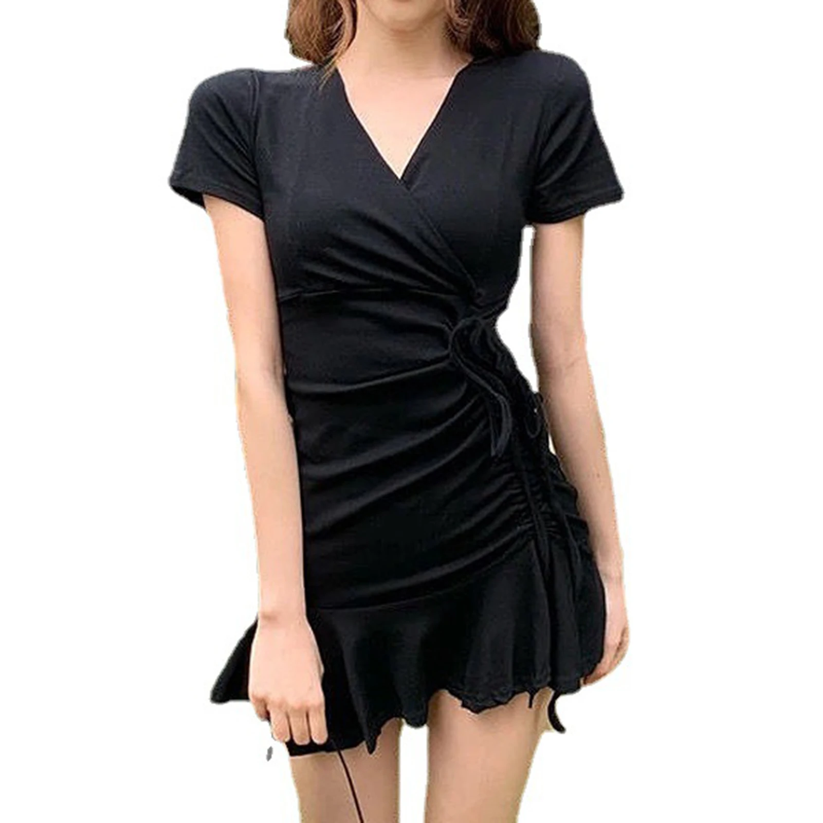 

Women Sexy V Neck Summer Dress Above-knee Pleated Hot Dress Great for Casual Club Party and Vacation