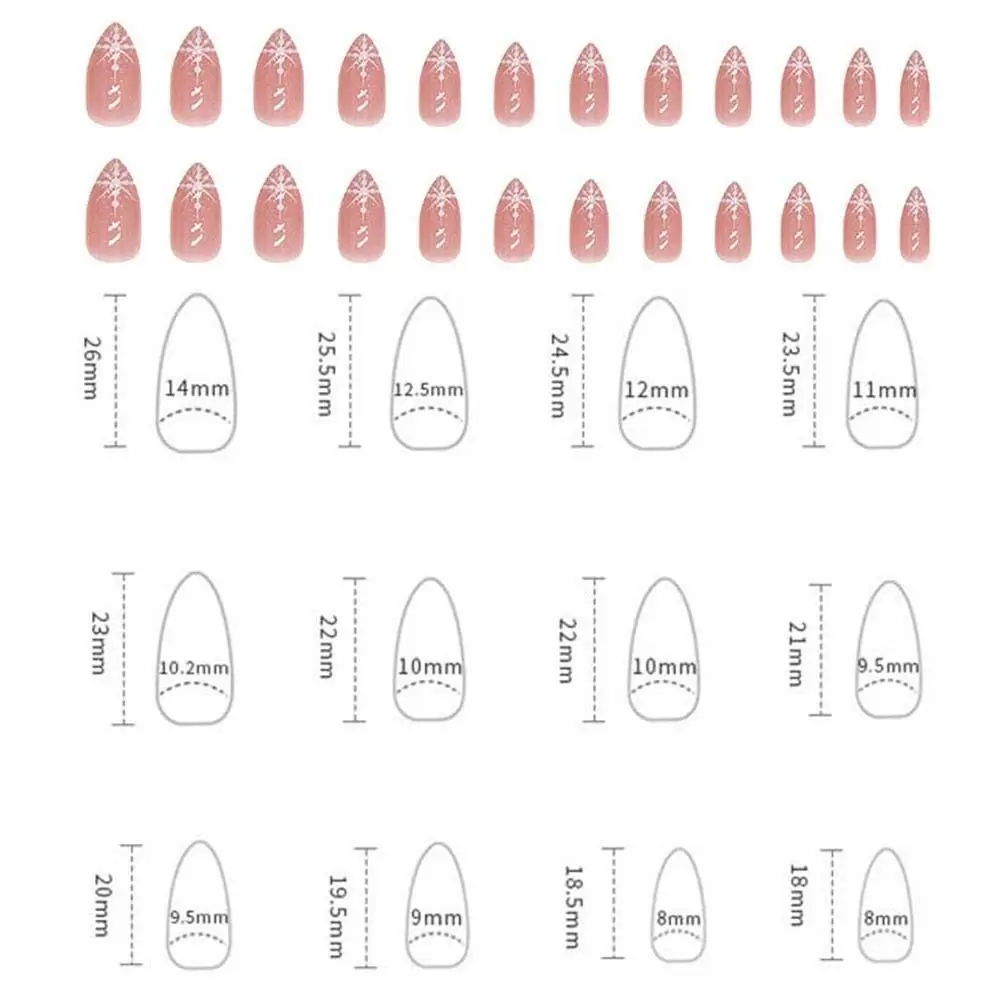 24Pcs/set Nail Accessories Christmas False Nails Manicure Material Almond Shaped Christmas Fake Nails Short Square