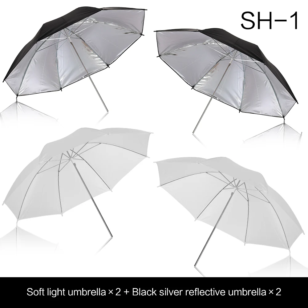 Reflective Umbrella Photo Studio Set 33' 84 cm Silver White Soft Light Umbrella + Dual-use 4 Pieces Photography Accessories camera umbrella