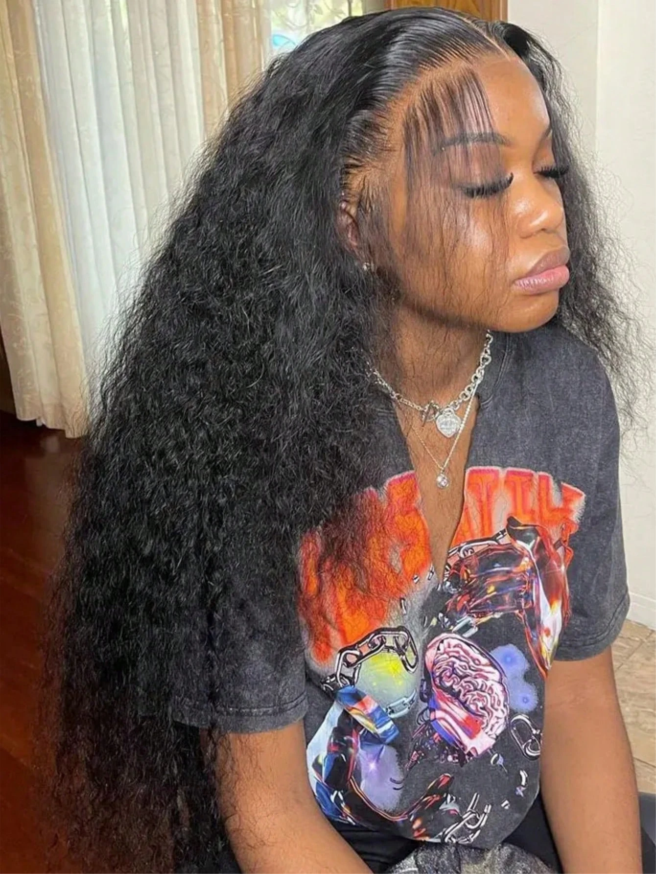 42inch 13x4 13x6 Deep Curly Lace Frontal Wig 250% Density Human Hair Pre Plucked Brazilian Human Hair Wigs For Women 1