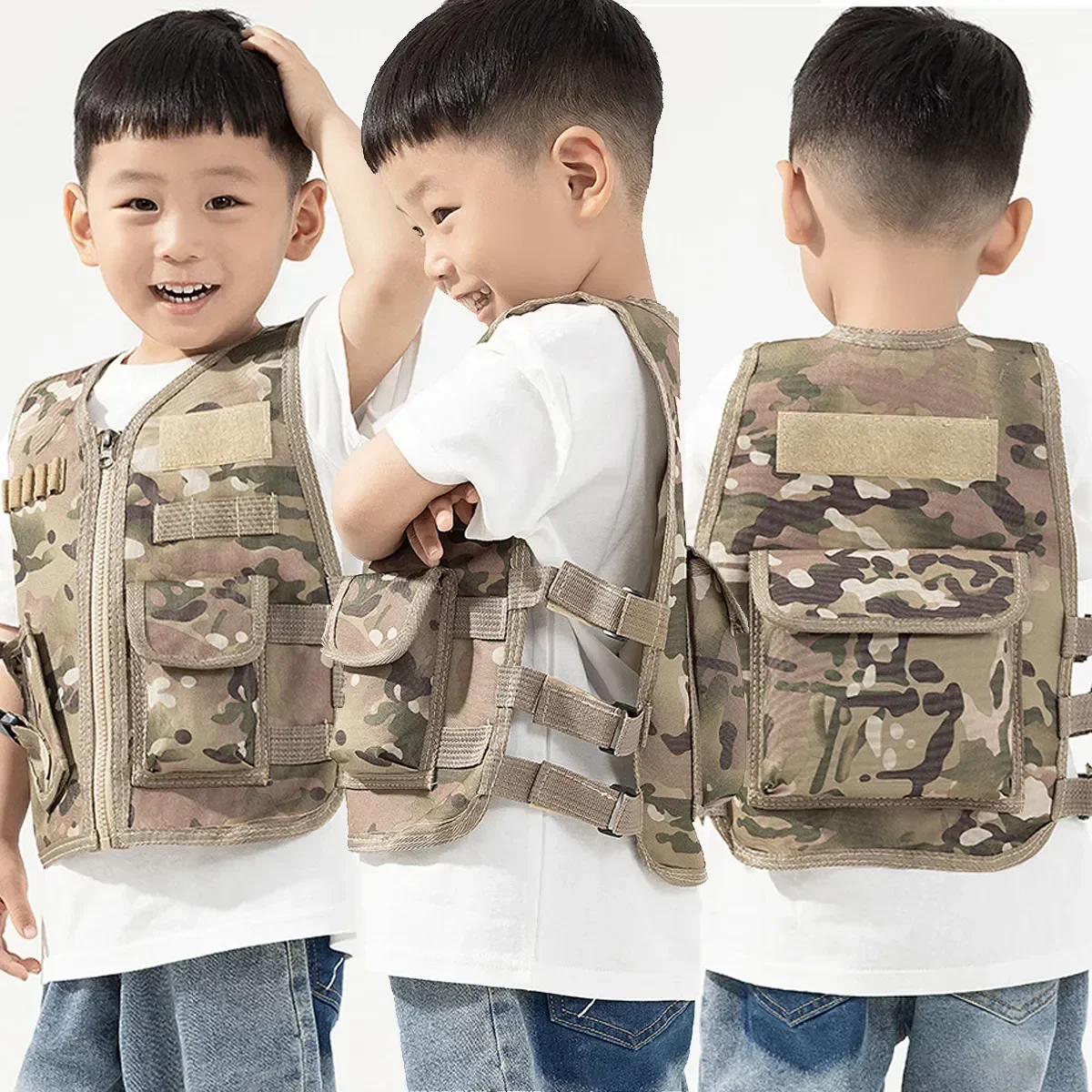 

Girls Combat Tactical Boy Forces Clothes for Soldier Vest Special Training Military Cosplay Militar Uniform Camouflage Kids