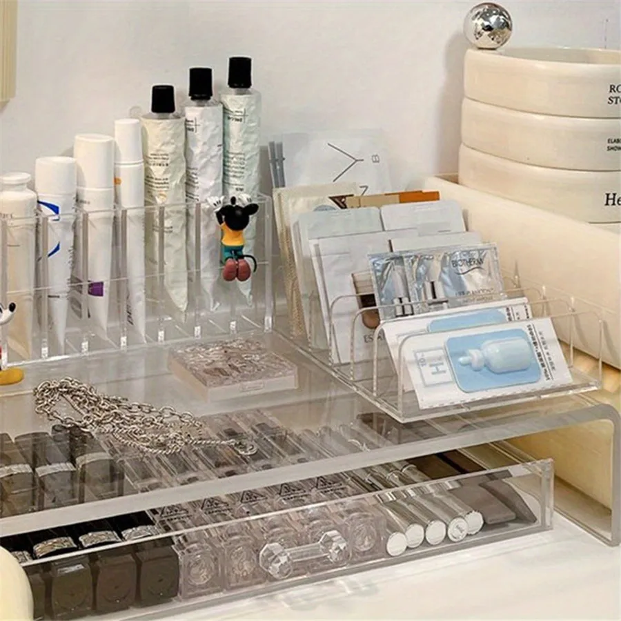7 One Multifunctional Cash Cosmetic Rack Transparent, Dressing Table Cosmetic Sortion Box, Toothpaste Storage Rack