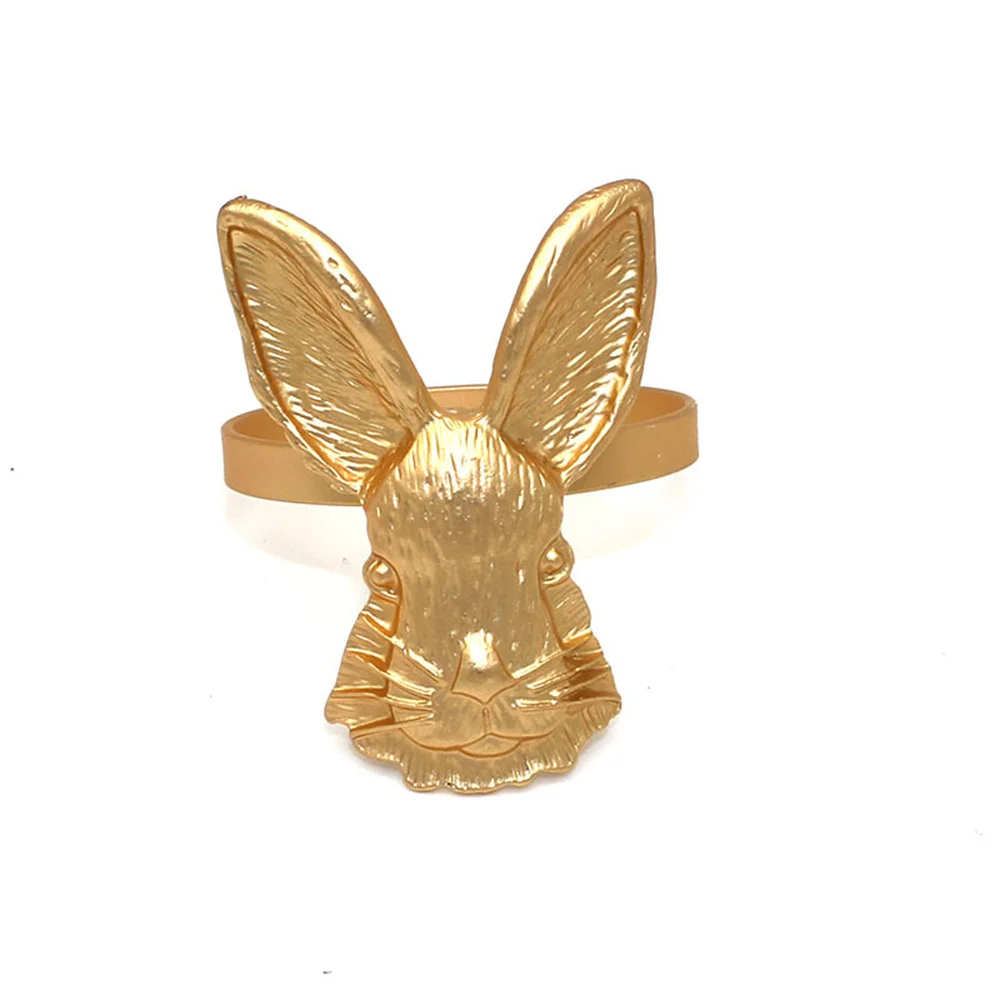 Garneck 6Pcs Easter Bunny Napkin Rings - Gold Alloy Rabbit Holders For Table Decor