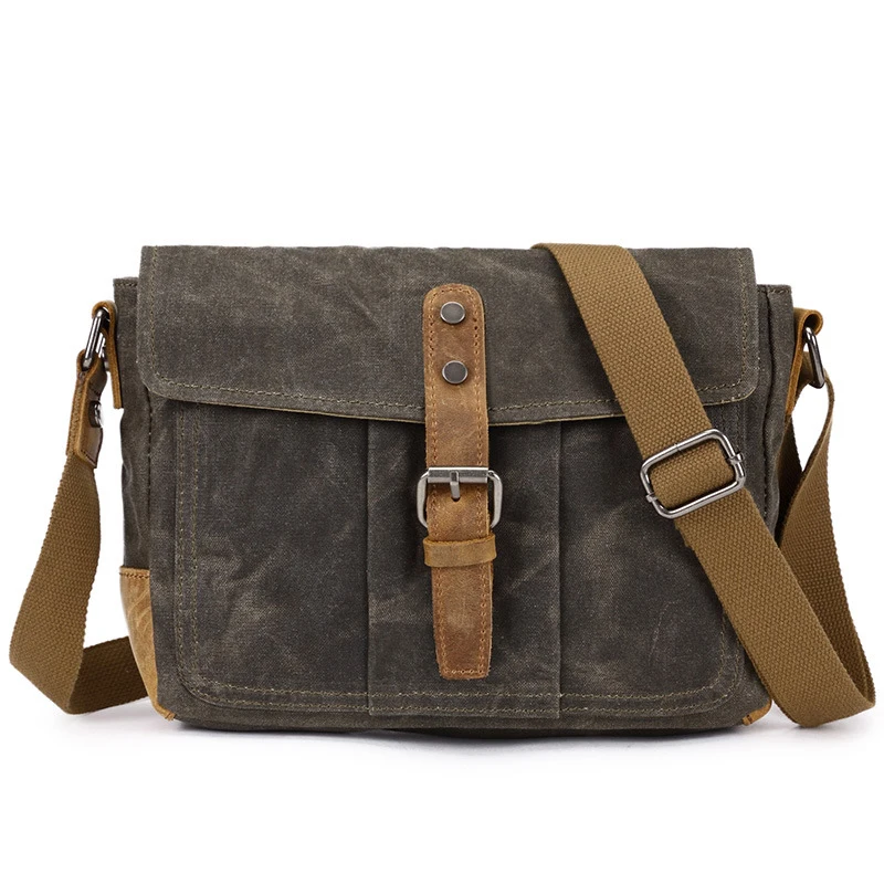 Sac Bandoulière Homme En Toile Vintage – Imperméable, Dimensions 31x21.5x2 Cm, Pour Quotidien Et Voyage
