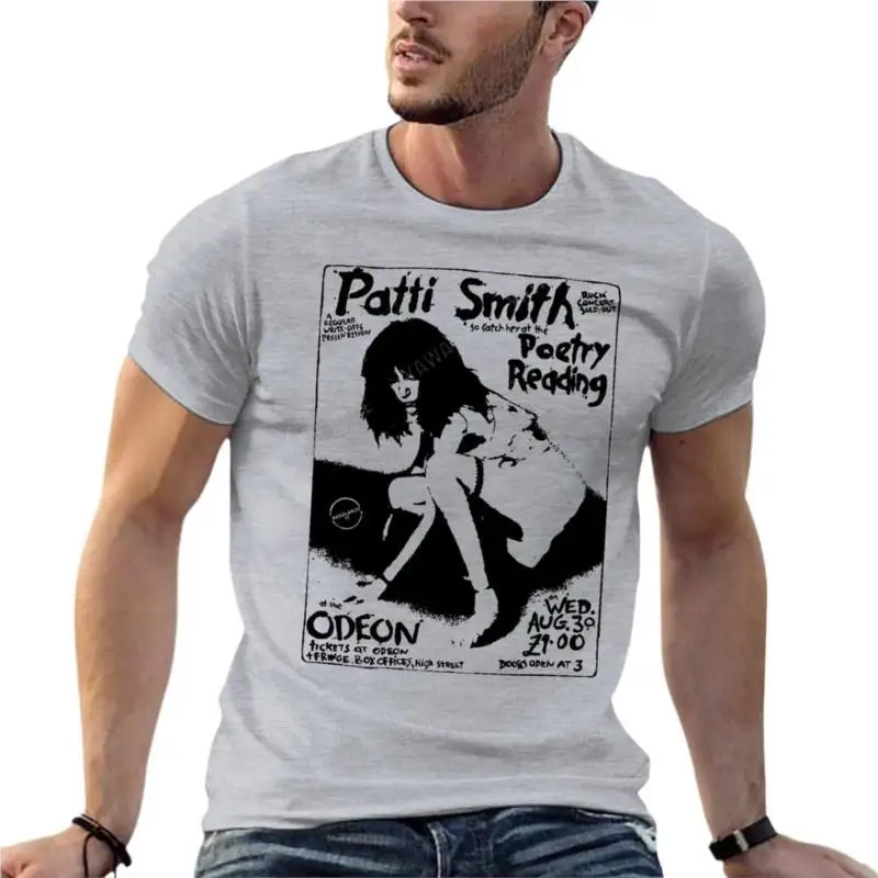 Patti Smith Gig Poster Flyer Punk Rock Band Magliette Oversize Vestiti Da Uomo Estivi Manica Corta Streetwear Big Size Top Tee