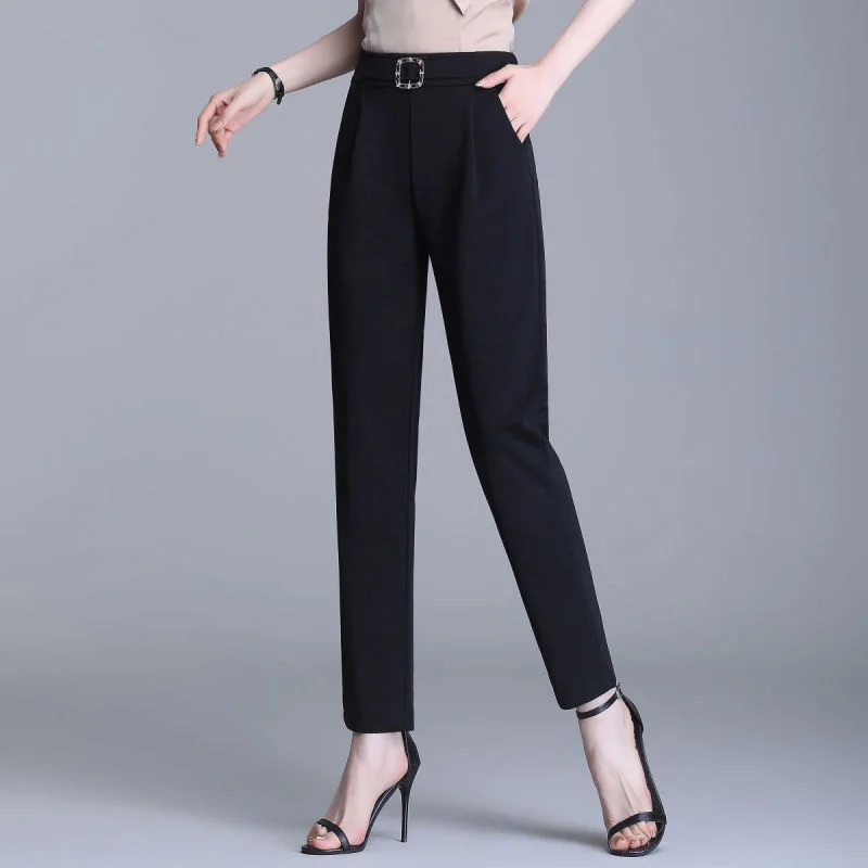 2024 Summer Ice Shreds Senior Leisure High Waisted Versatile Appear Thin Sagging Sensation Thin Style Women's Harem Pants
