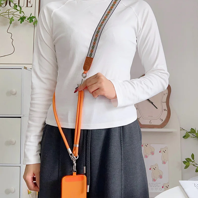 레트로 조절 가능한 랜야드 130CM 크로스바디 넥 코드 손목 스트랩 모든 휴대폰 케이스 체인 민족 스타일 분실 방지 야외 여행 로프
