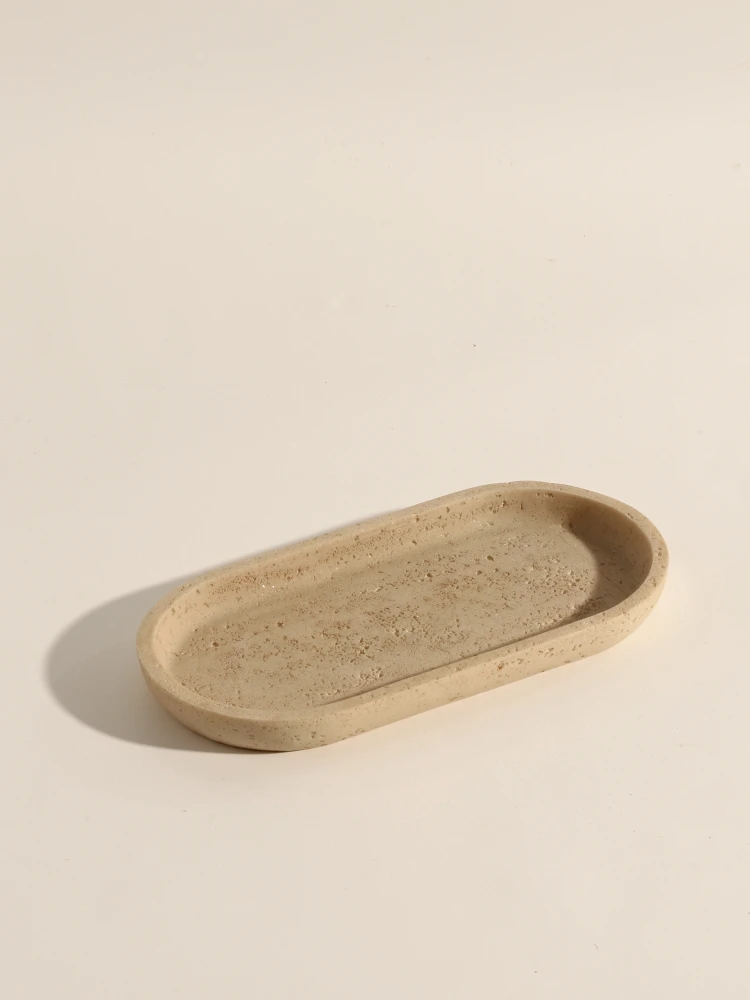 Wabi-Sabi Style Natural Yellow Travermont Vanity Tray, Bathroom Mouthwash Cup, Washstand Shelf, Home Retro Decoration 2