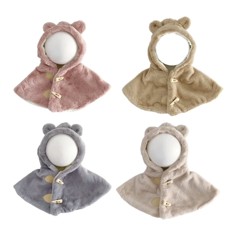 

2 In 1 Baby Hat Scarf Integrated Warm Winter Earflap Beanie Neck Warmer D7WF