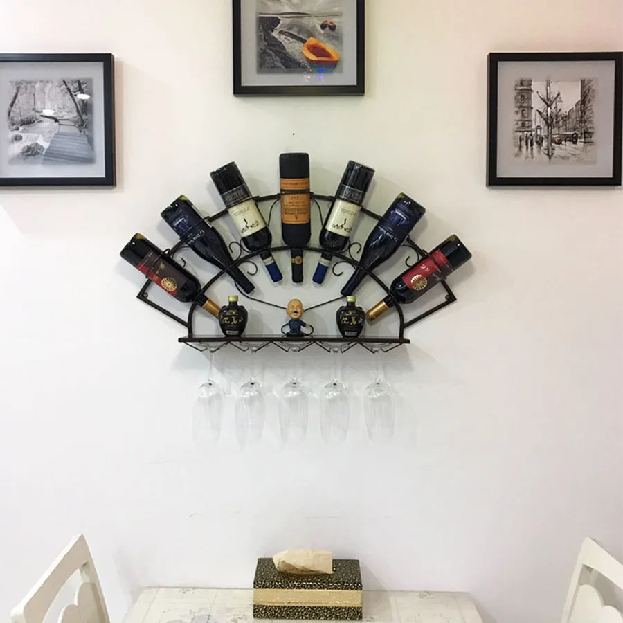 Restaurant Wine Rack Dinning Room Corner Hanging Wall Mounted Vintage Display Shelving Wine Cabinet Storage Szafki Bar Furniture
