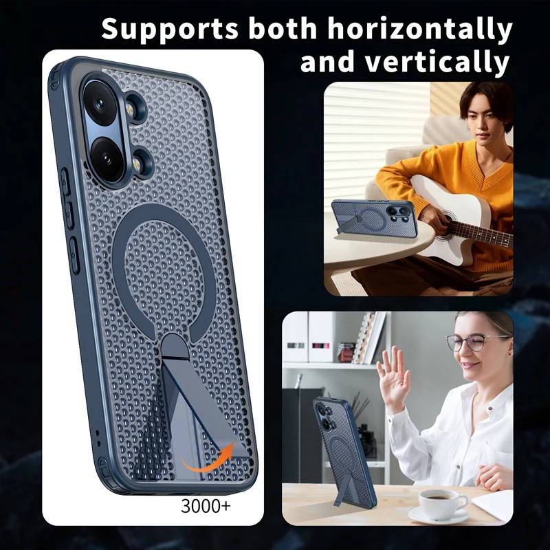 Enhanced Magnetic Heat Dissipation Phone Case with Holder - Hard PC Cover by ELVEV