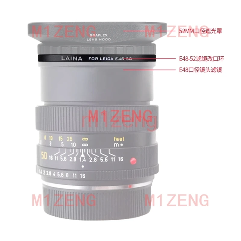 48-52 48mm-52mm 48 to 52 Step Up Filter Ring Adapter for leica R50/2 ...