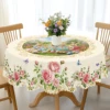 1 Piece of Easter Bunny Flower Print Round Tablecloth, 5 Sizes Available, Easter Bunny Flower Print Square Tablecloth, Edge Embossing Process, Wedding Decoration, Easter Spring Garden Tablecloth Decoration, Tablecloth for Daily Home Kitchen, Terrace, Easter Decoration 4