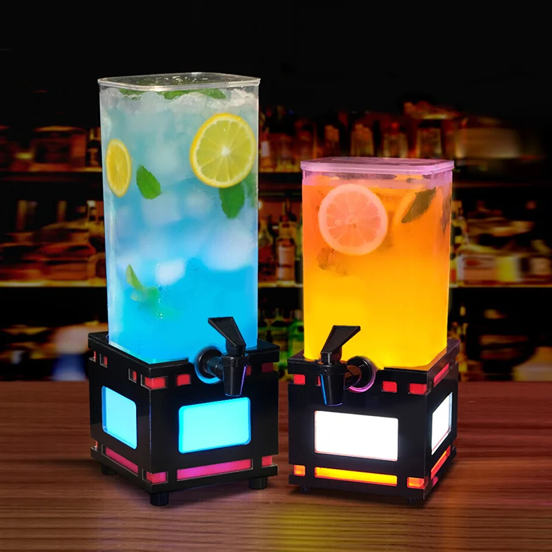 Colorful Luminous Wine Ice Bucket with Water Tap, Special Beer, Cocktail, Coke Jar, Large Capacity, Split Design, 2-3L, Factory