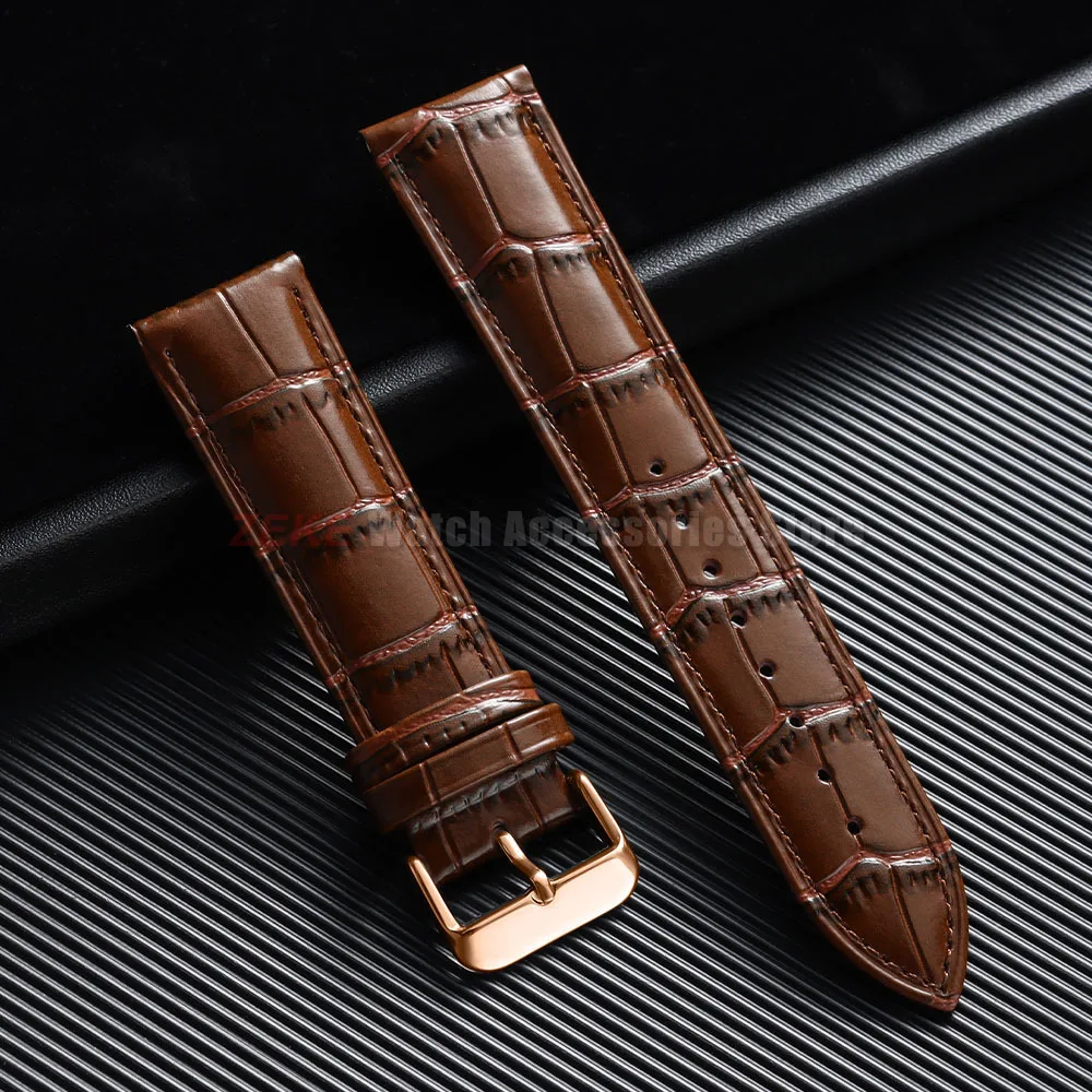 Bamboo Pattern Leather Watchband - Universal Design, Multiple Sizes Available