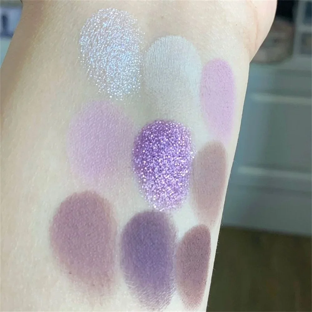 9Colors Glitter Eyeshadow Palette Smoke Purple Lace Shimmer Pearlescent Matte Acrylic Eye Shadows Palette Waterproof Eye Make Up eye shadow plate