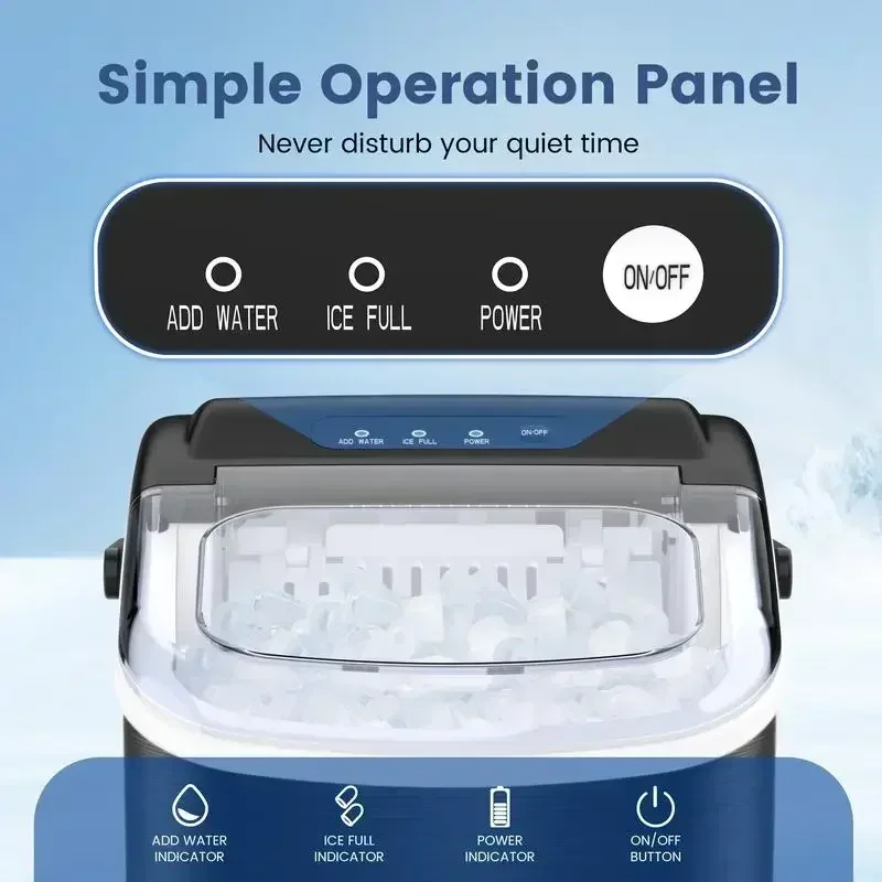 COWSAR Bullet Ice Maker Countertop with Self-Cleaning, 26.5lbs/24Hrs, 6 Mins/9 Pcs Bullet Ice, Portable Ice Maker 3