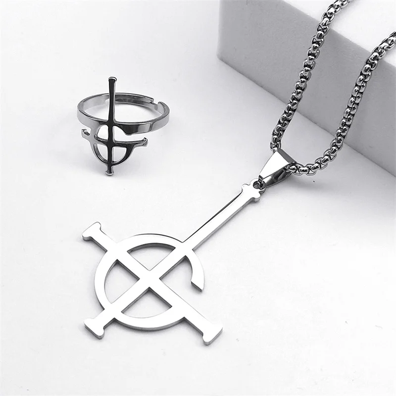 Metal Jewelry Stainless Steel Ghost BC Rock Band Pendant Necklace Ghoul Chain Necklaces Fashion Earring Ring collar
