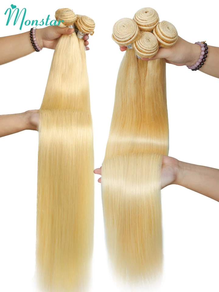Premium Honey Blonde Straight Hair Extensions Bundles