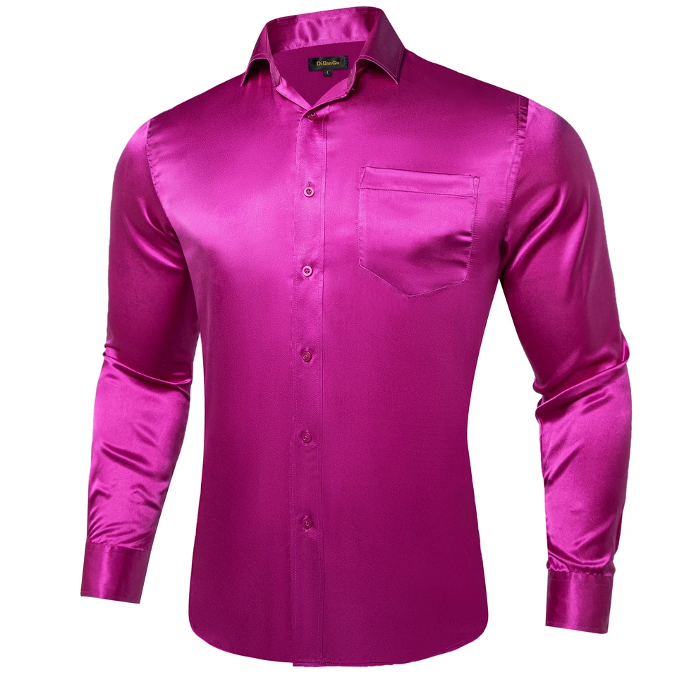 DAFPZW Men's Dress Shirt Regular Long Sleeve Button Down Formal T-Shirt Solid Lapel Collar Top Daily Business Casual Shirts