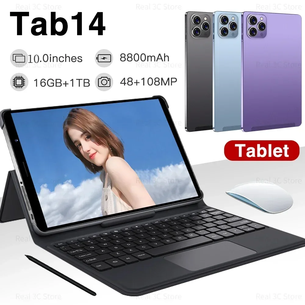 

2024 New Gobal Version New Tab14 Tablet Pc10 Inch Android 12 Bluetooth 16GB 1TB Deca Core Google Play WPS 5G/4G WIFI Laptop