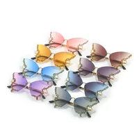 Luxury Party Sunglasses Women Butterfly Diamond Rhinestones Personality Flash Shades Tint Color Travel Blogger Glasses - Image 4