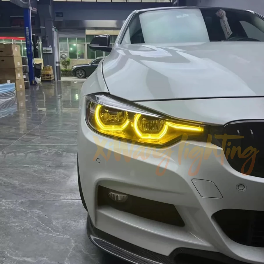Angel Eyes DRL LED 모듈, 2016 2018 2019 BMW 3 시리즈 F30 F31 320I 330I 용 63117419610 노란색 LED 헤드라이트 63117419615 7419615
