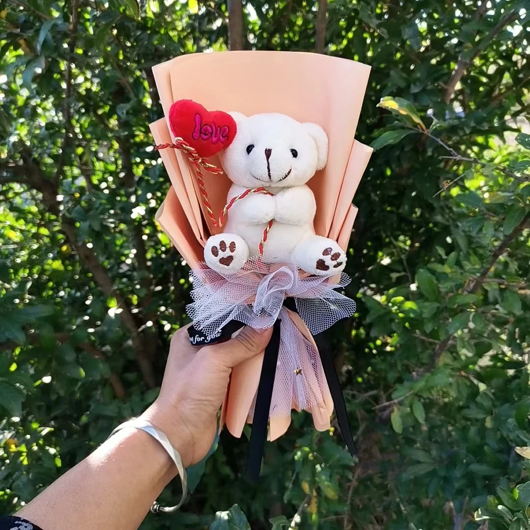 Cute Teddy Bear Plush Graduation Flower Bouquet Stuffed Toy - Main Image