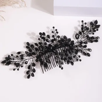 Vintage Halloween Rhinestone Crystal Wedding Hair Comb Handmade Bridal Accessories Jewelry Party Headpiece Tiara Women Headdress