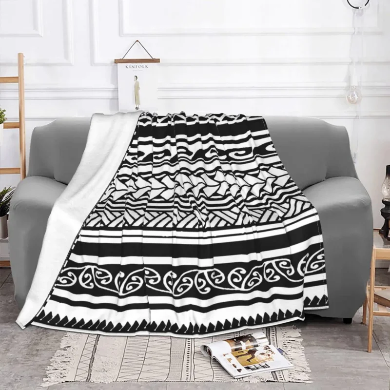 

Polynesian Tribal Blanket Coral Fleece Plush Textile Decor Hawaiian Portable Warm Throw Blanket for Sofa Couch Plush Thin Quilt