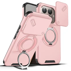 360 Degree Rotating Magnetic Bracket Phone Case with Camera Protection for Xiaomi 17 pro (Pink)